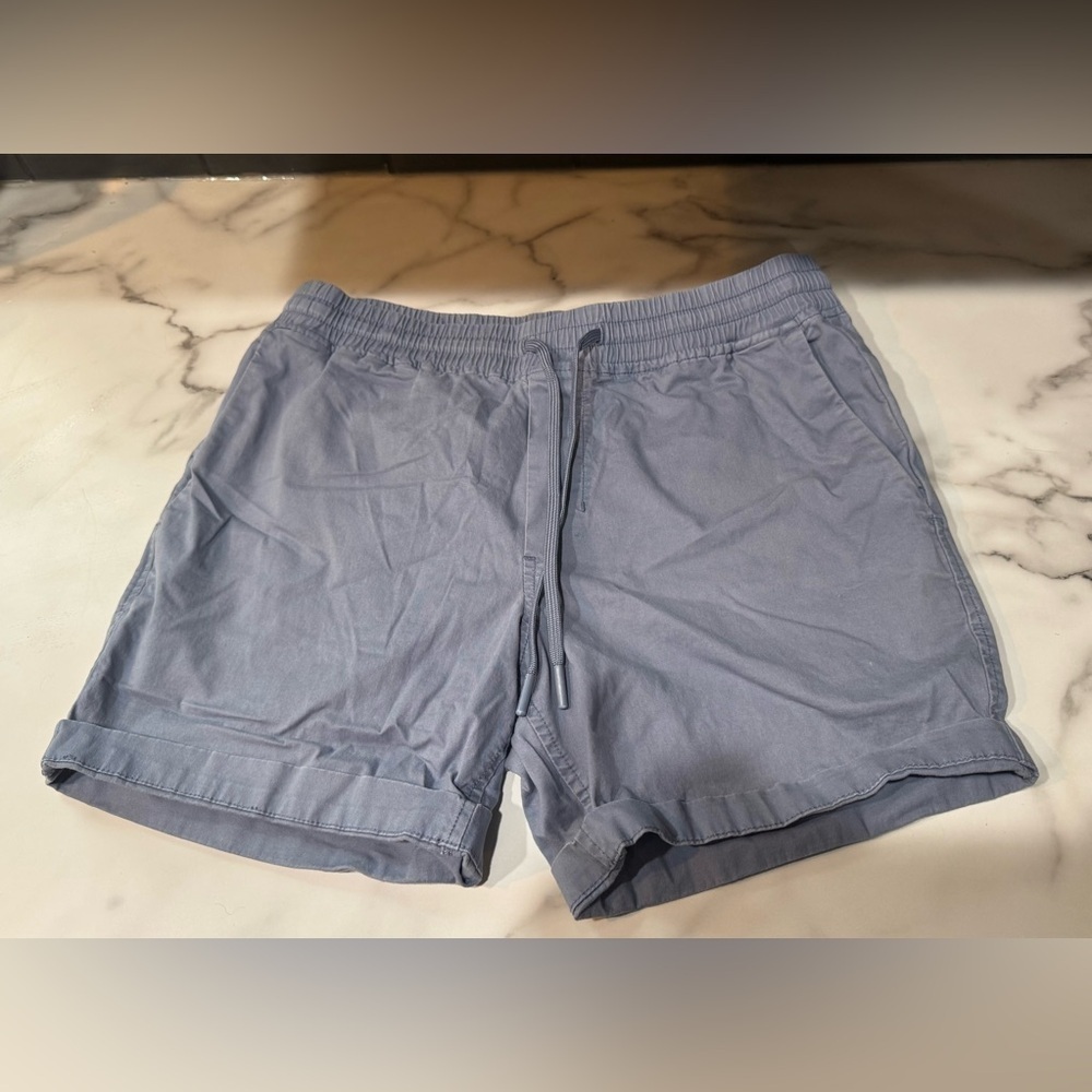 Calvin Klein Men’s Sz Medium Grey Light Blue Casual Drawstring Pull On Shorts